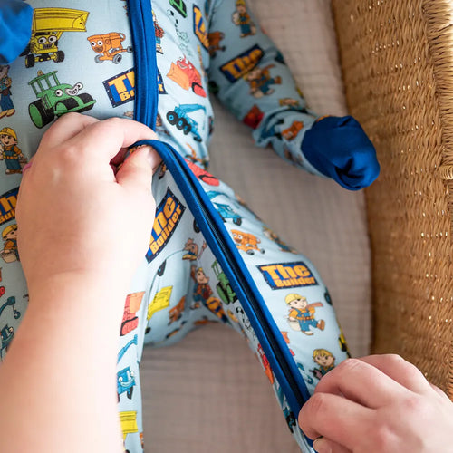 Little Builder Baby Bamboo Zipper Romper Pajamas