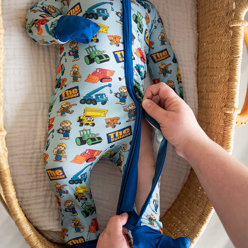 Little Builder Baby Bamboo Zipper Romper Pajamas
