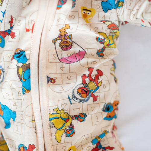 Sesame Sport Baby Bamboo Beige Zipper Romper Pajamas