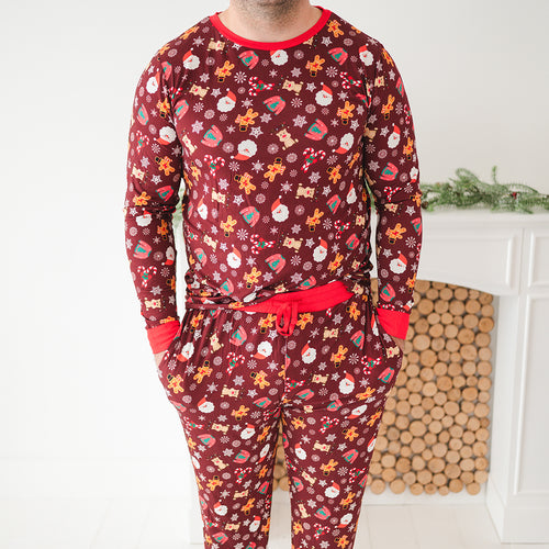 Today’s Deals Christmas Red Gift Print Men's Bamboo 2pcs Pajama Set