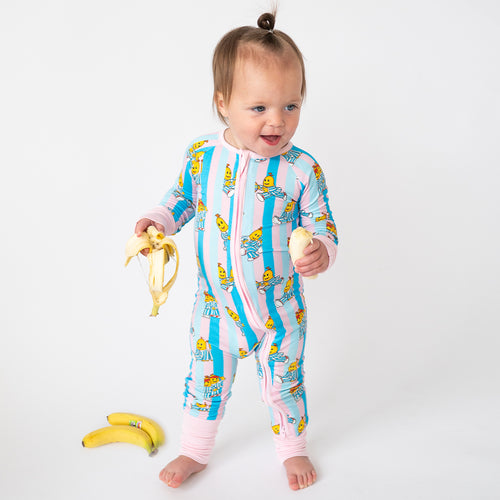 FancyPrince Striped Banana Baby Bamboo Zipper Romper Pajamas