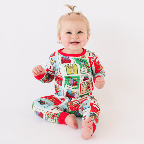 Christmas Sale Green Guy Gift Kids Bamboo 2 Pieces Pajama Set