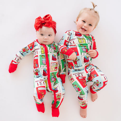 Christmas Green Guy Gift Bamboo Zipper Romper