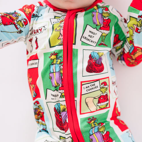Christmas Green Guy Gift Bamboo Zipper Romper