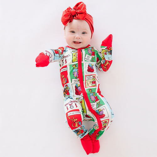 Christmas Green Guy Gift Bamboo Zipper Romper