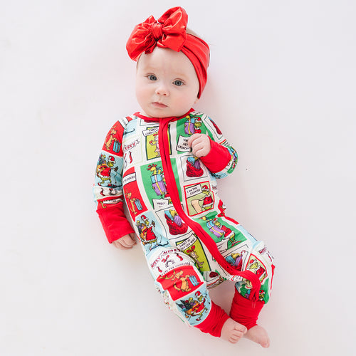 Christmas Green Guy Gift Bamboo Zipper Romper