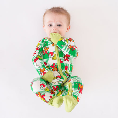 عيد الميلاد منقوشة الرجل الأخضر الخيزران السحاب الأحمر