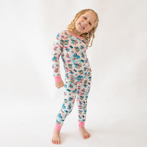 Easter Monster Bunny Egg Kid Bamboo Two-Piece Pajama Set