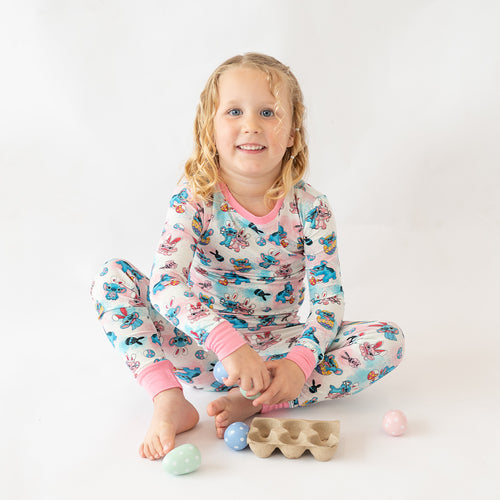 Easter Monster Bunny Egg Kid Bamboo Two-Piece Pajama Set