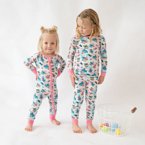 Easter Monster Bunny Egg Kid Bamboo Two-Piece Pajama Set