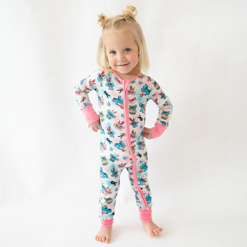 Easter Monster Bunny Egg Baby Bamboo Zipper Romper Pajamas