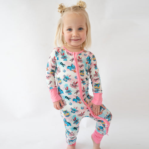 Easter Monster Bunny Egg Baby Bamboo Zipper Romper Pajamas