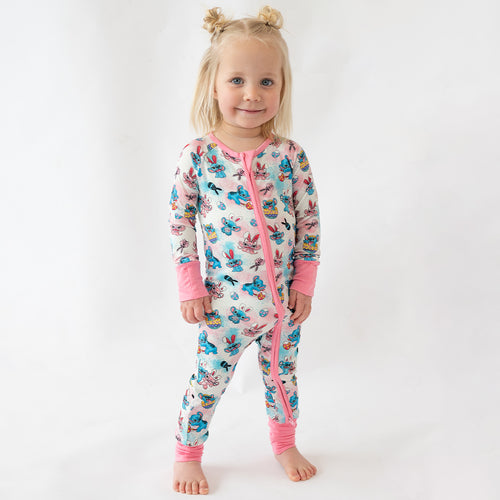 Easter Monster Bunny Egg Baby Bamboo Zipper Romper Pajamas