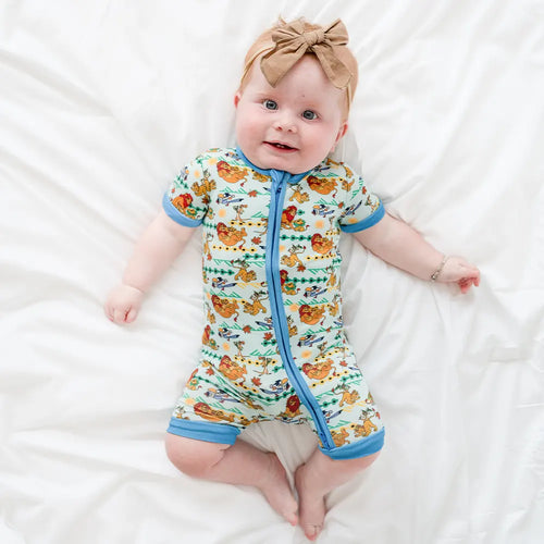 Lion Baby Bamboo Short Zipper Romper Pajamas