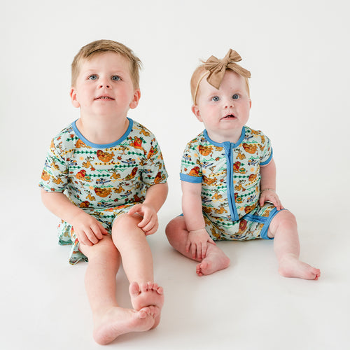 Lion Baby Bamboo Short Zipper Romper Pajamas