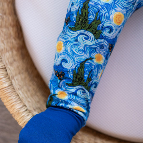 Deep Blue Starry Sky Baby Bamboo Zipper Romper Pajamas