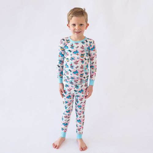 Easter Monster Bunny Egg Blue Kid Bamboo Two-Piece Pajama Set