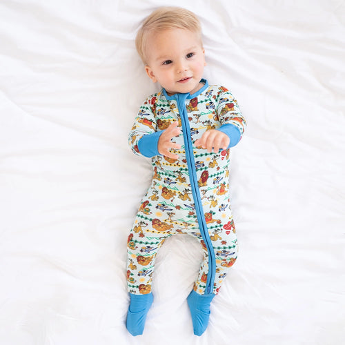 Lion Baby Bamboo Zipper Romper Pajamas