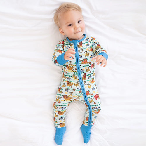 Lion Baby Bamboo Zipper Romper Pajamas