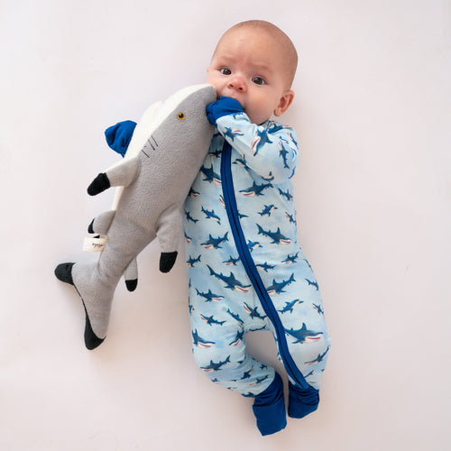 FancyPrince Shark Baby Bamboo Zipper Romper Pajamas