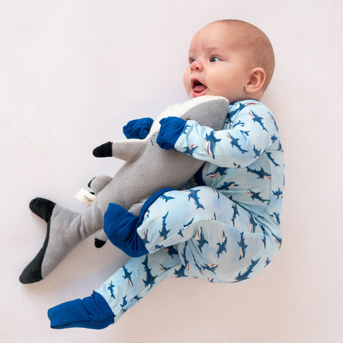 FancyPrince Shark Baby Bamboo Zipper Romper Pajamas