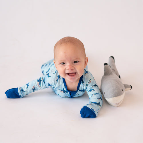 FancyPrince Shark Baby Bamboo Zipper Romper Pajamas