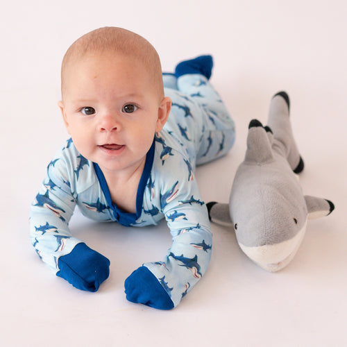 FancyPrince Shark Baby Bamboo Zipper Romper Pajamas
