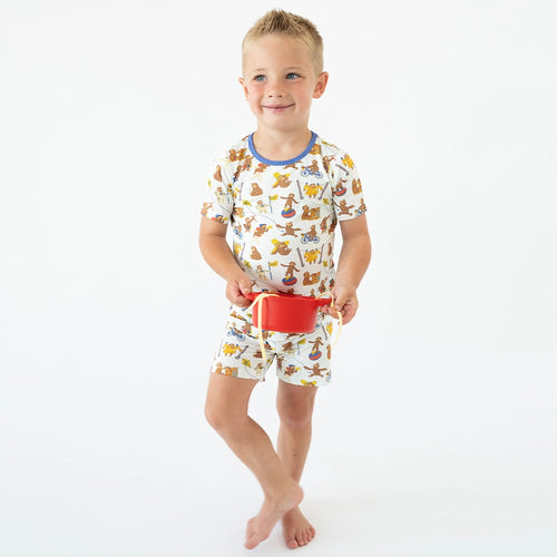 Curious Monkey Kids Bamboo Short Two-Piece Pajama Set