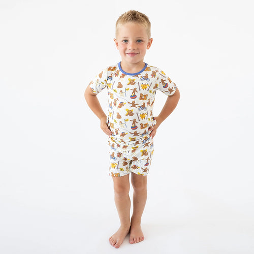 Curious Monkey Kids Bamboo Short Two-Piece Pajama Set