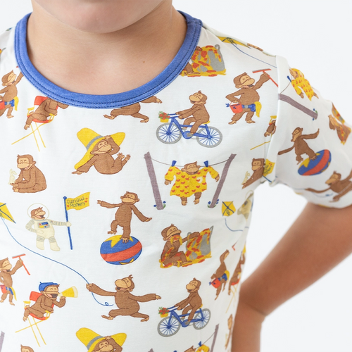 Curious Monkey Kids Bamboo Short Two-Piece Pajama Set