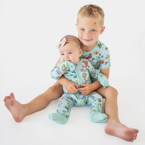 Bear Family Life Baby Bamboo Zipper Romper Pajamas