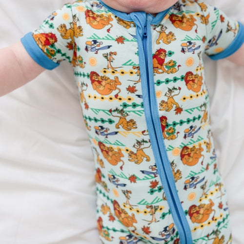 Lion Baby Bamboo Short Zipper Romper Pajamas