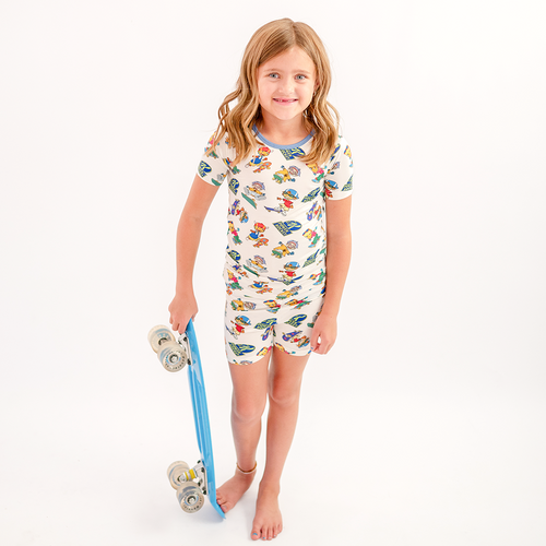Rocket Skateboard Kids Bamboo Short Two-Piece Pajama Set