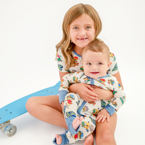 Rocket Skateboard Kids Bamboo Short Two-Piece Pajama Set