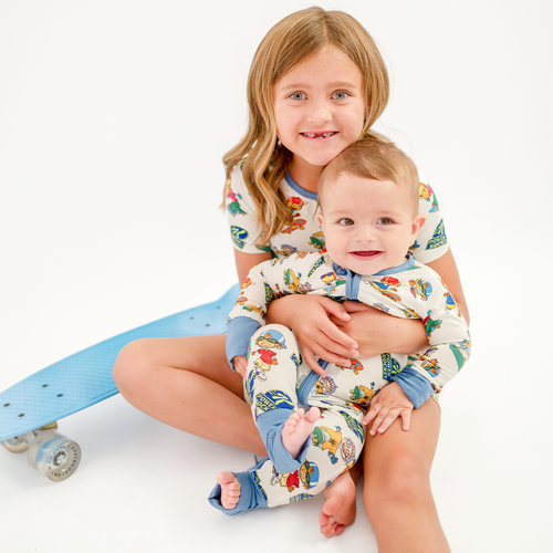 Rocket Skateboard Baby Bamboo Zipper Romper Pajama