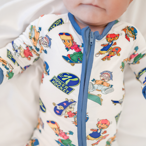 Rocket Skateboard Baby Bamboo Zipper Romper Pajama