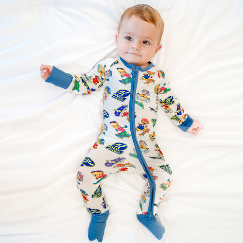 Rocket Skateboard Baby Bamboo Zipper Romper Pajama