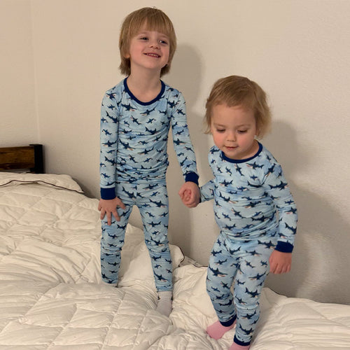 FancyPrince Shark Kid Bamboo Two-Piece Pajama Set
