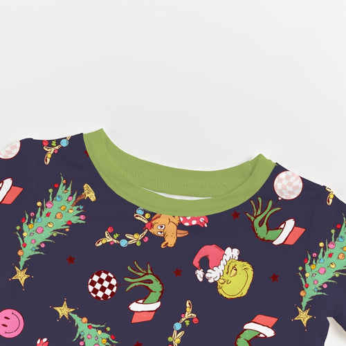 Christmas Green Guy Deer Print Bamboo 2Pcs Pajamas Set