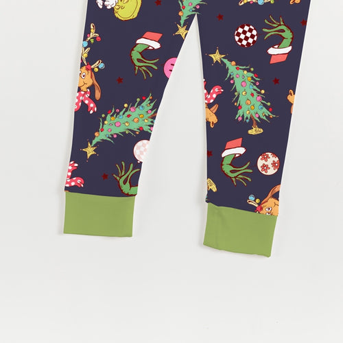 Christmas Green Guy Deer Print Bamboo 2Pcs Pajamas Set