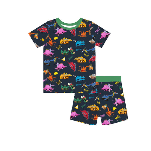 سباق Car Cartoon Kids Bamboo Short Pajama Set