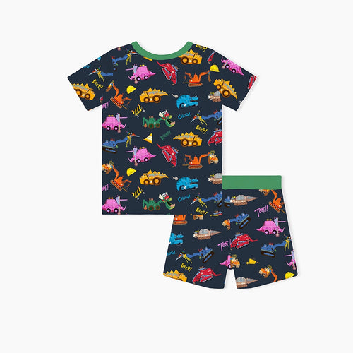 سباق Car Cartoon Kids Bamboo Short Pajama Set