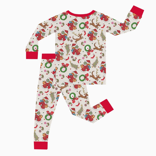 Christmas Green Guy Gift Print Bamboo 2Pcs Pajamas Set