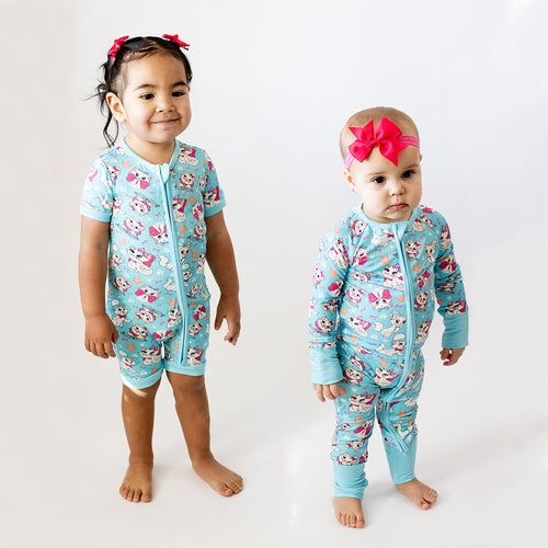 Crown Bow Cat Bamboo Zipper Romper Pajamas