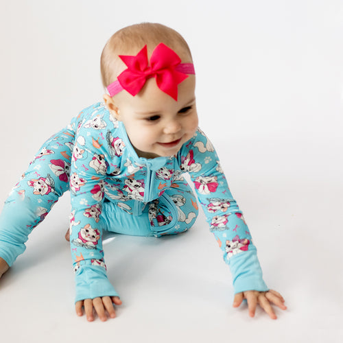 Crown Bow Cat Bamboo Zipper Romper Pajamas