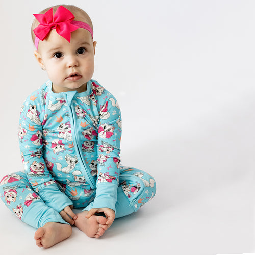 Crown Bow Cat Bamboo Zipper Romper Pajamas