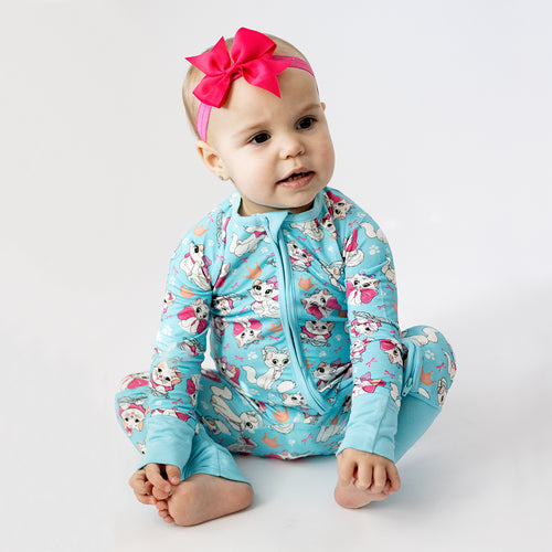Crown Bow Cat Bamboo Zipper Romper Pajamas