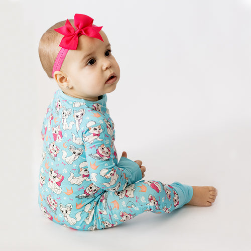 Crown Bow Cat Bamboo Zipper Romper Pajamas