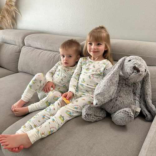 FancyPrince Mother's Day Bunny Love Kid Bamboo Two-Piece Pajama Set