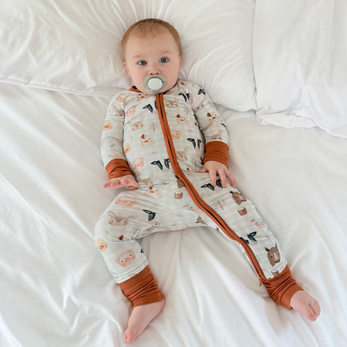 FancyPrince Animal House Car Plaid Baby Bamboo Zipper Romper Pajamas